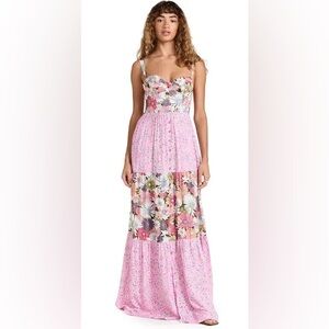 Agua Bendita Alani Maxi Dress in Bloom Floral Patchwork Size S NWT